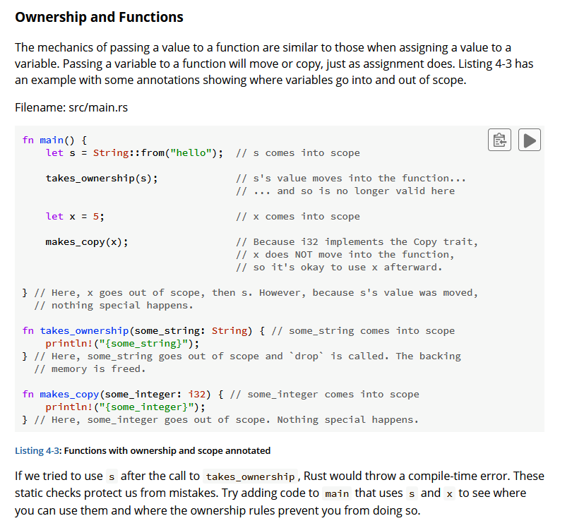 Rust ownership issue example similar to what I experienced here. Screenshot of a section of the Rust book about ownership